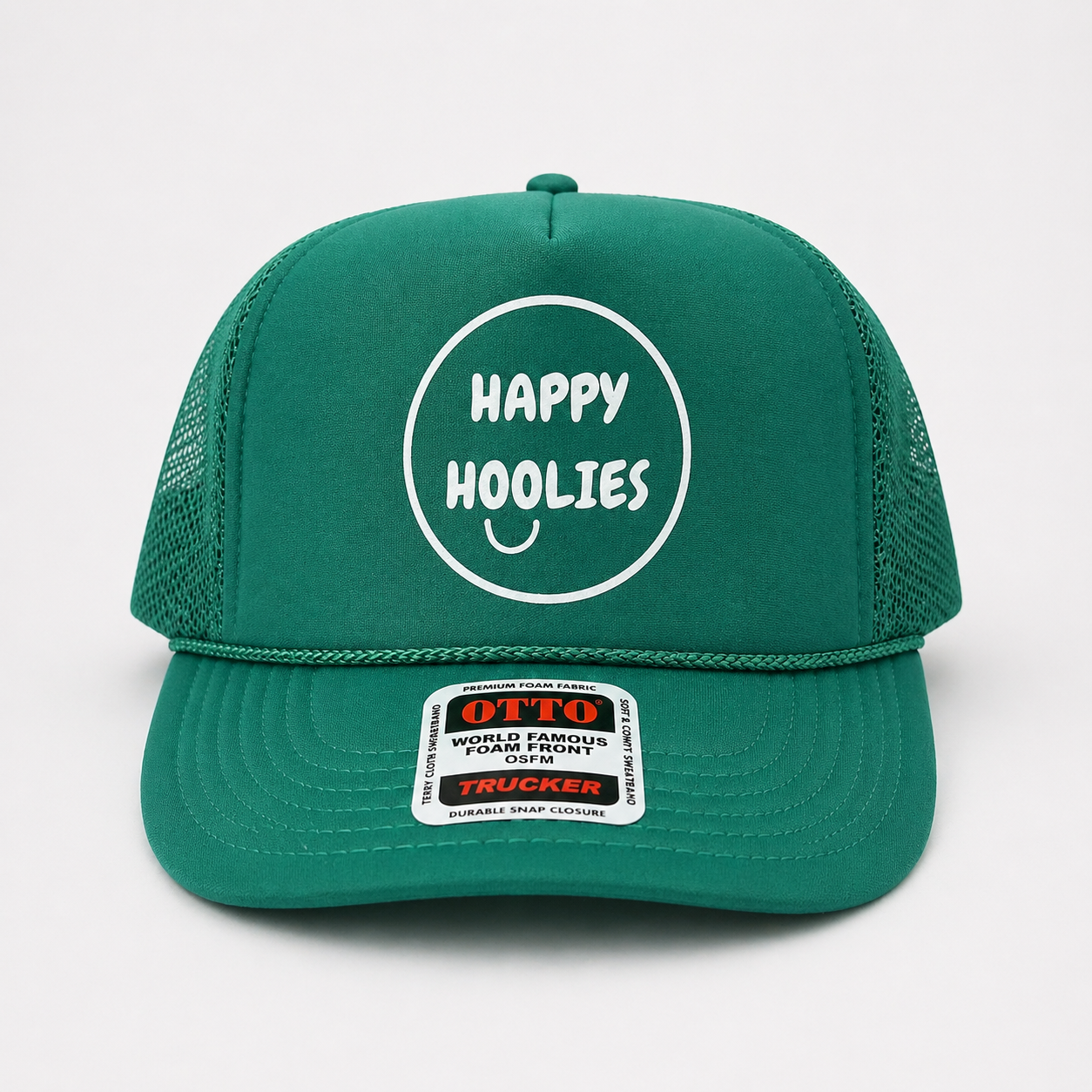 Happy Hoolies Classic GREEN Logo Trucker Hat