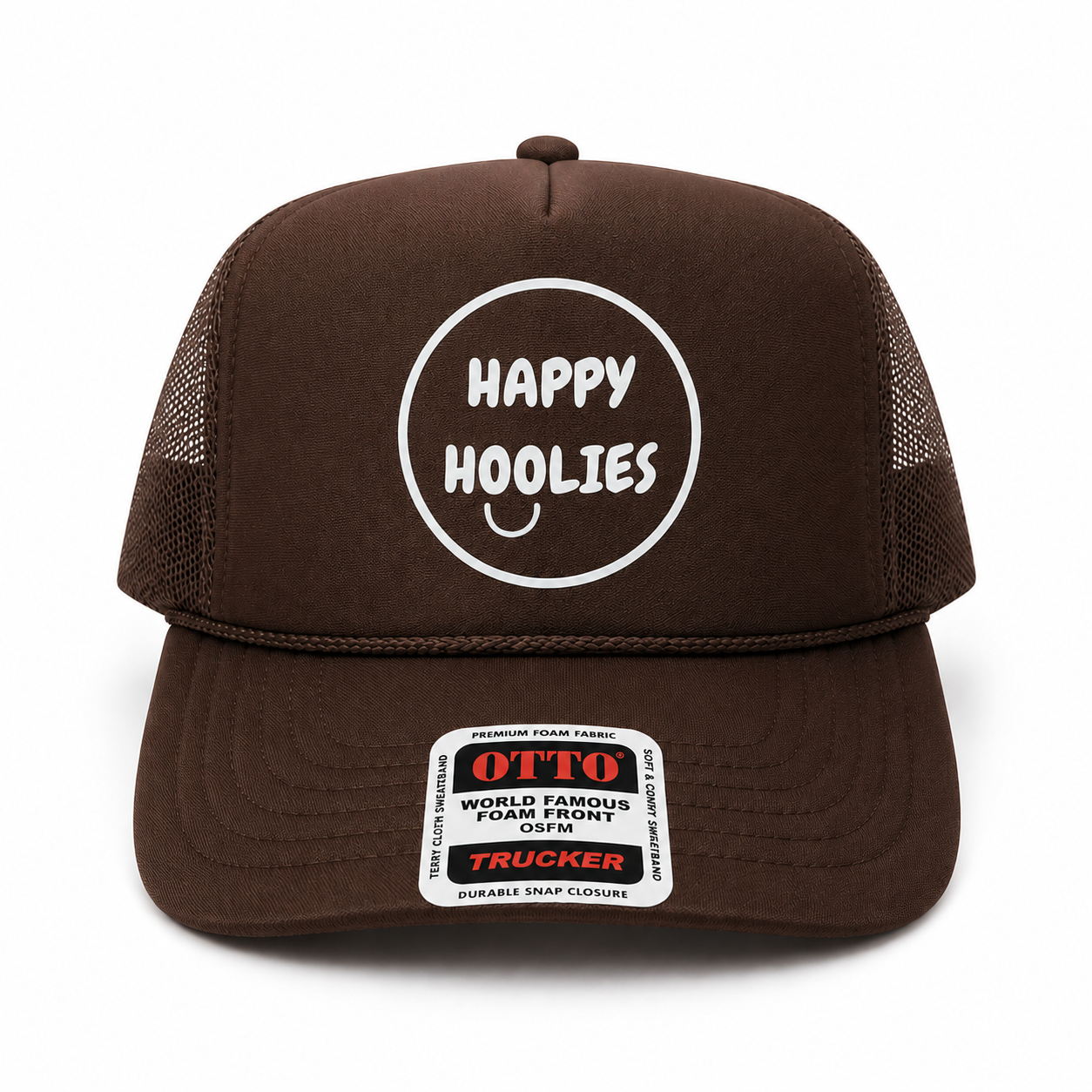 Happy Hoolies Classic BROWN Logo Trucker Hat