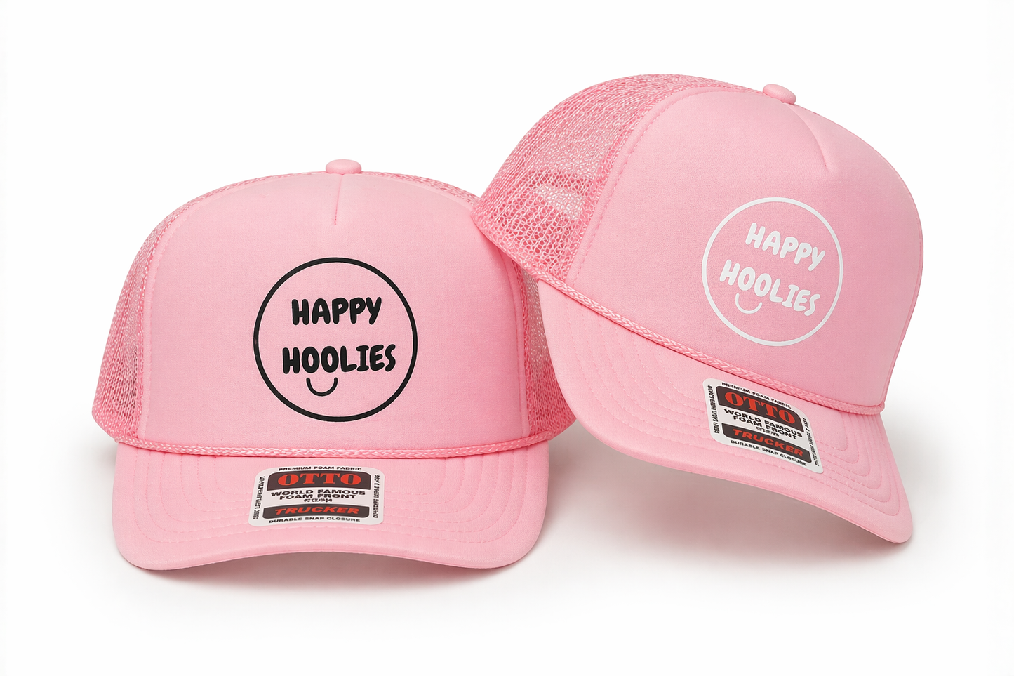 Happy Hoolies Classic PINK Logo Trucker Hat