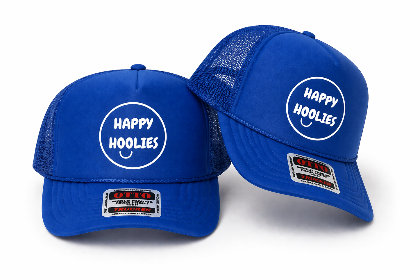 Happy Hoolies Classic BLUE Logo Trucker Hat